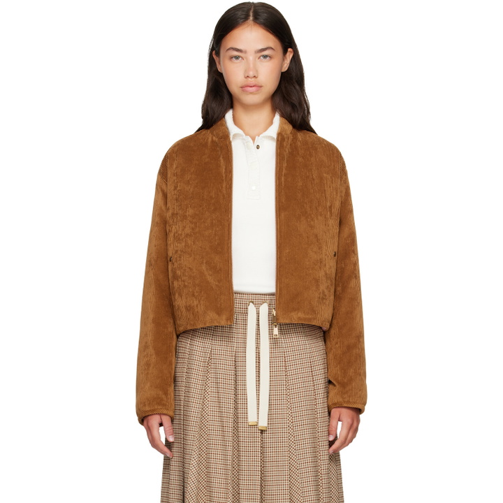 Photo: Moncler Tan & Pink Blageon Corduroy Reversible Down Jacket