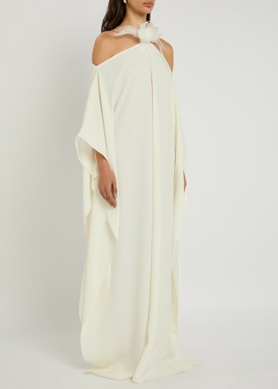Taller Marmo Sza Sza Kaftan Garden Crepe Maxi Kaftan Dress - Beige - One Size