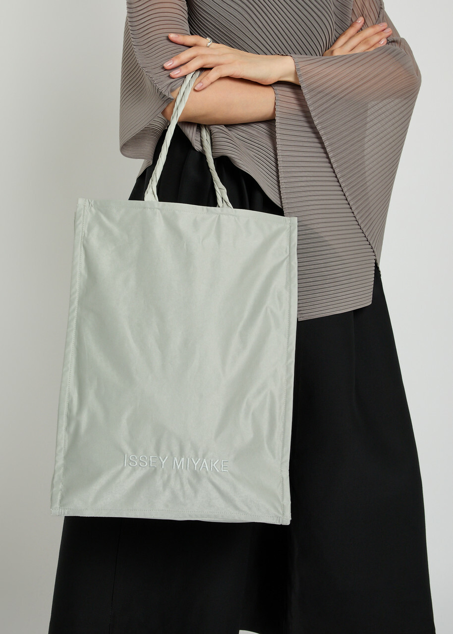 Issey Miyake Crumplable Logo-embroidered Woven Tote - Grey - One Size