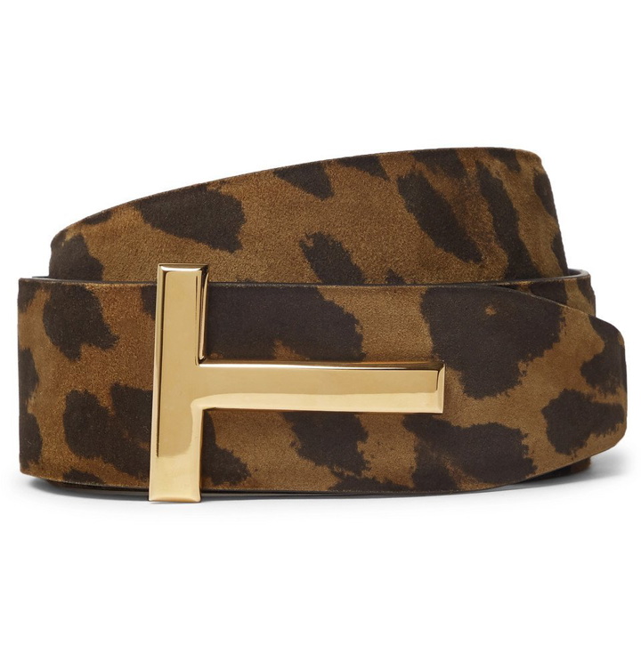 Photo: TOM FORD - 4cm Reversible Leopard-Print Nubuck Belt - Men - Brown