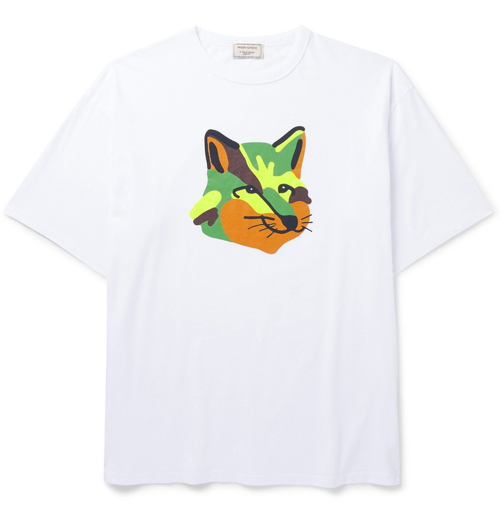 Photo: Maison Kitsuné - Printed Cotton-Jersey T-Shirt - White