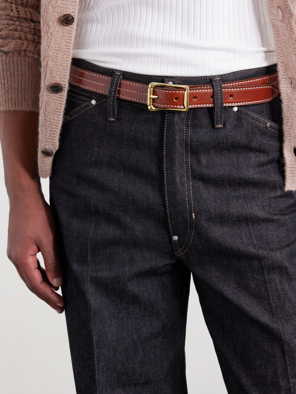 Yuketen - 2.5cm Leather Belt - Brown