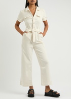 Paige Anessa Wide-leg Stretch-denim Jumpsuit Sand