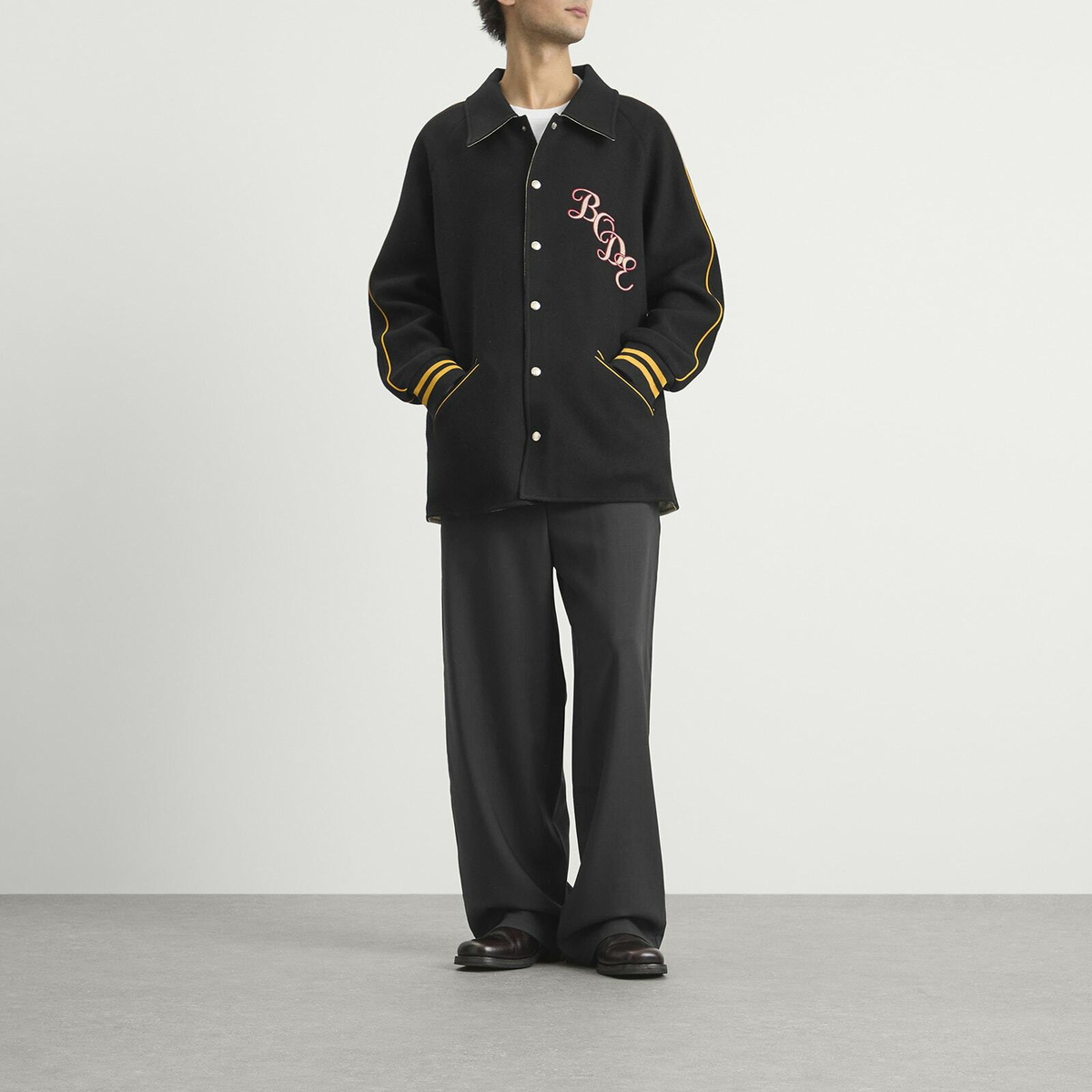 Bode Men's Monogram Snap Reversible Jacket in Black