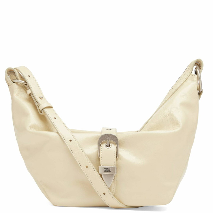 Photo: MARGESHERWOOD Women's Belted Hobo Shoulder Bag - Medium in Blond Wood Glossy Plain 