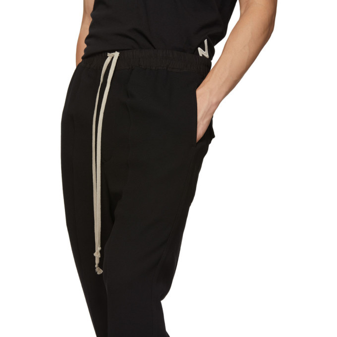 Rick Owens Black Drawstring Long Astaire Trousers Rick Owens