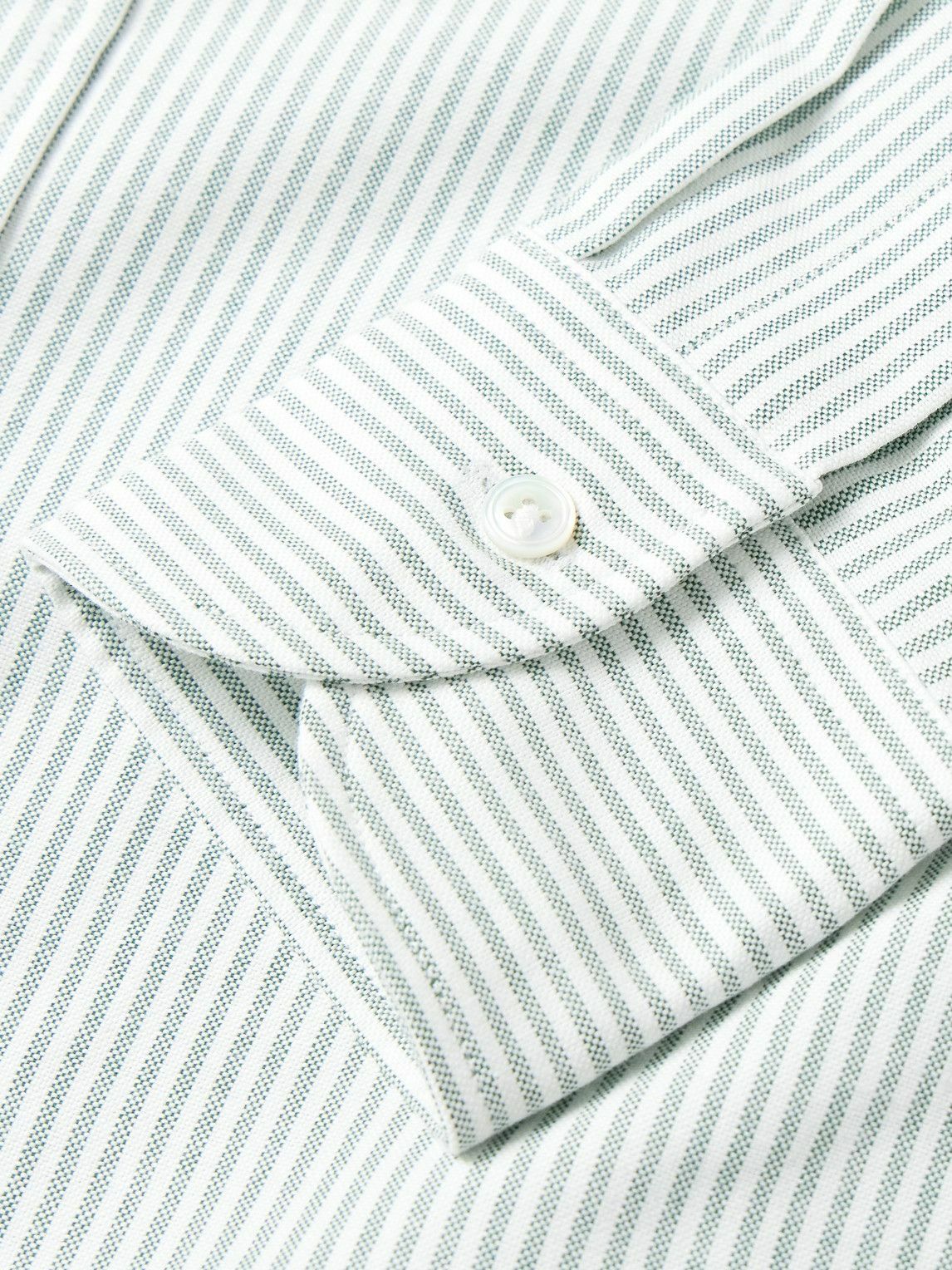 Kingsman - Button-Down Collar Striped Cotton Oxford Shirt - Green