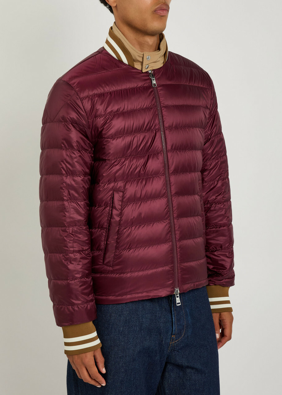 Moncler Reversible Padded Woven Bomber Jacket Beige