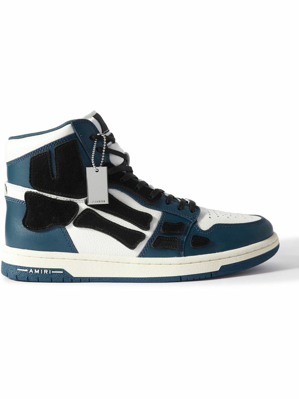 Photo: AMIRI - Skel-Top Colour-Block Leather and Suede High-Top Sneakers - Blue