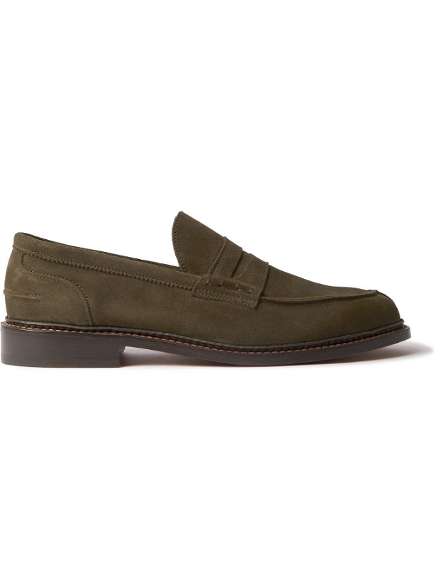 Photo: Tricker's - Adam Suede Penny Loafers - Green