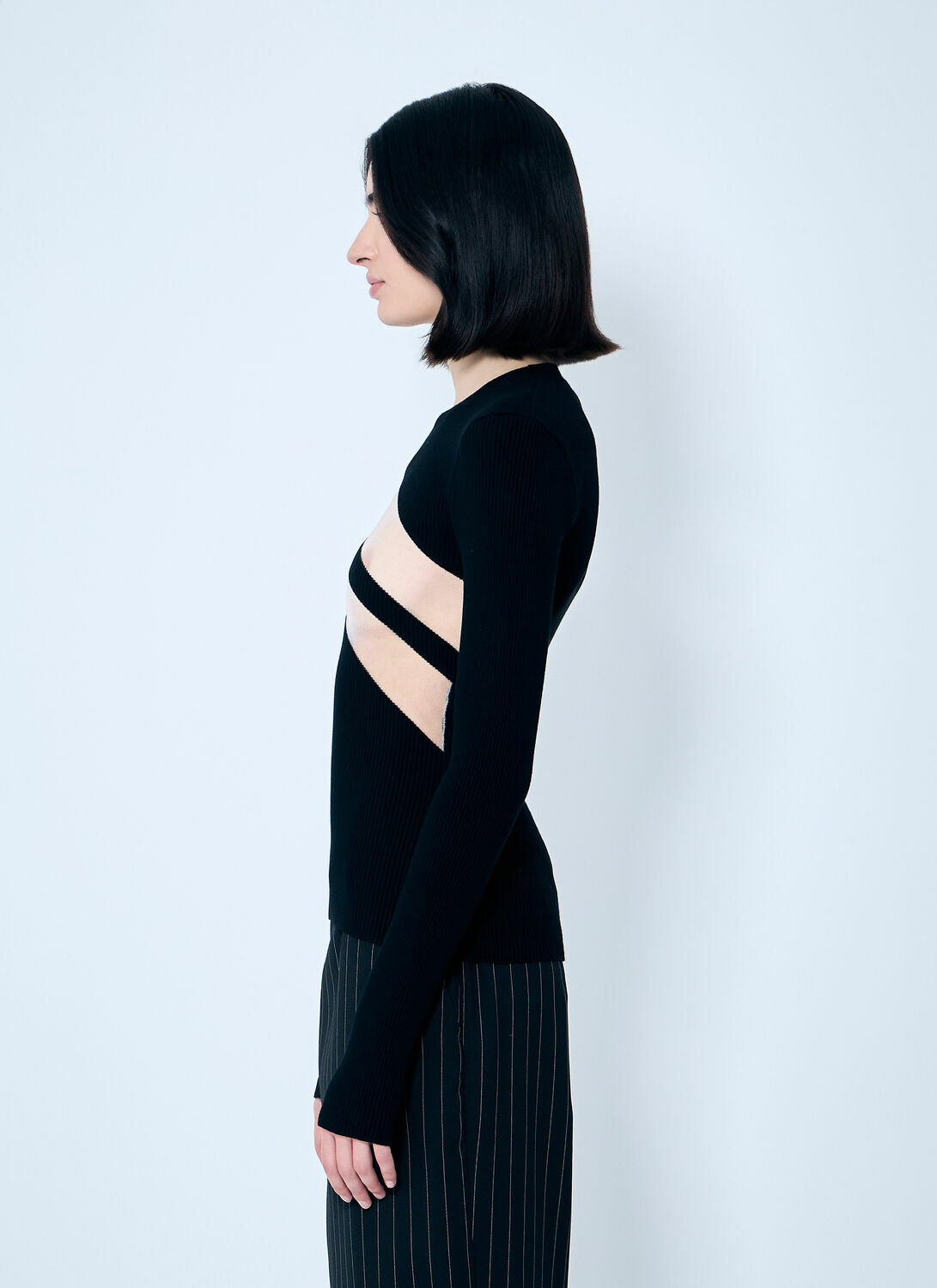 Jean Paul Gaultier Rib Sweater With Transparent Panels