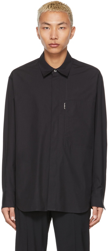 Photo: Solid Homme Black Oversized Slit Shirt