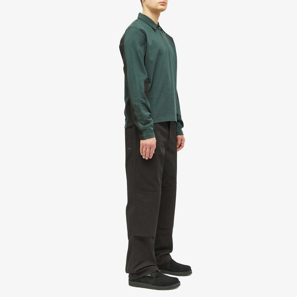 GR10K Men's Half Zip Polo Sweat in Forest Green GR10K