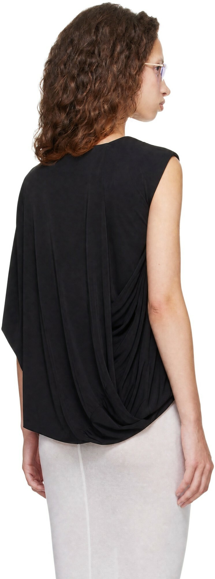 Entire Studios Black Lycra Side Drape Top