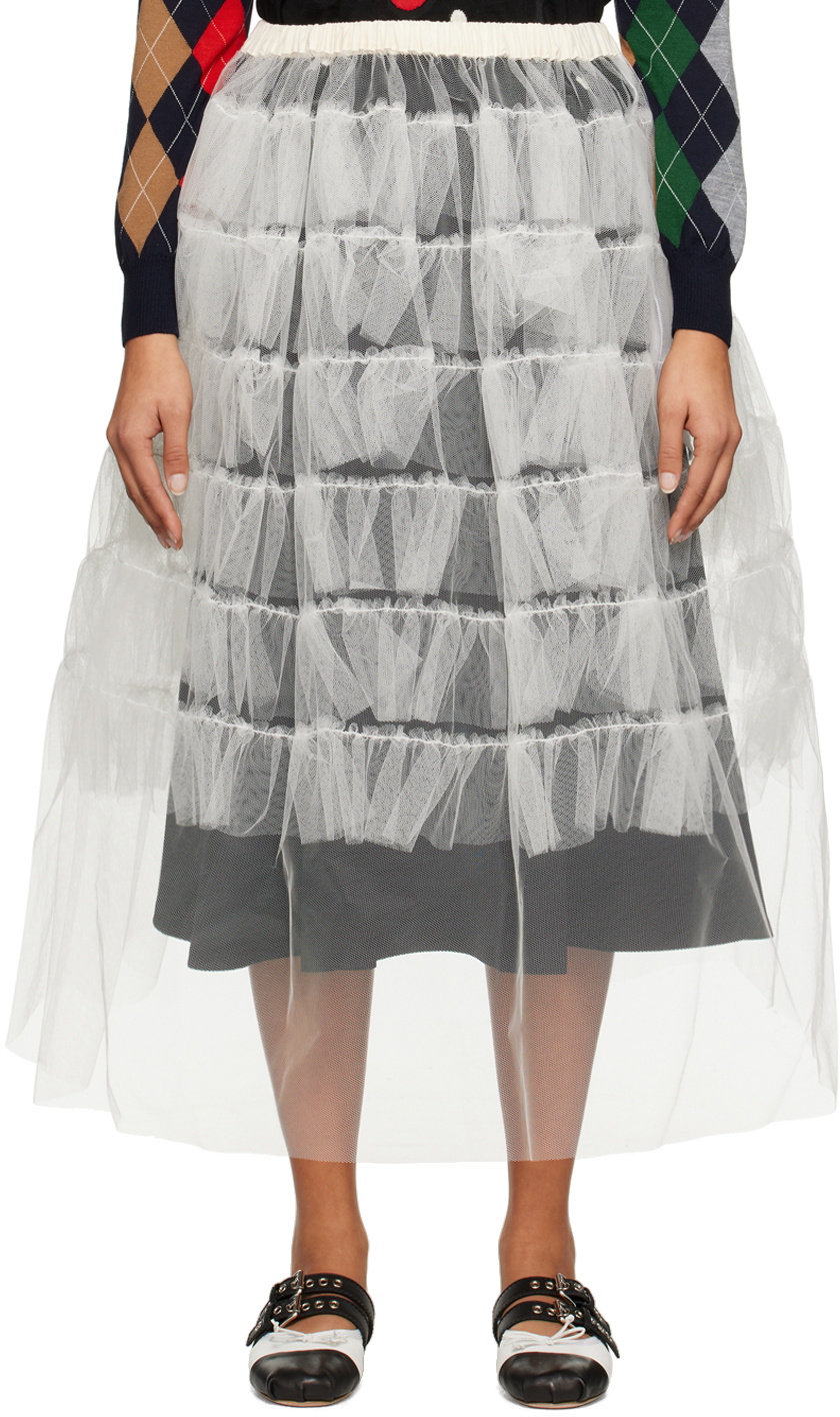 tao White Tiered Midi Skirt