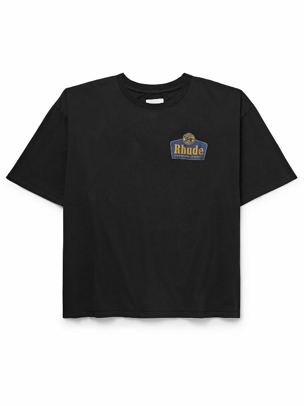 Photo: Rhude - Logo-Print Cotton-Jersey T-Shirt - Black