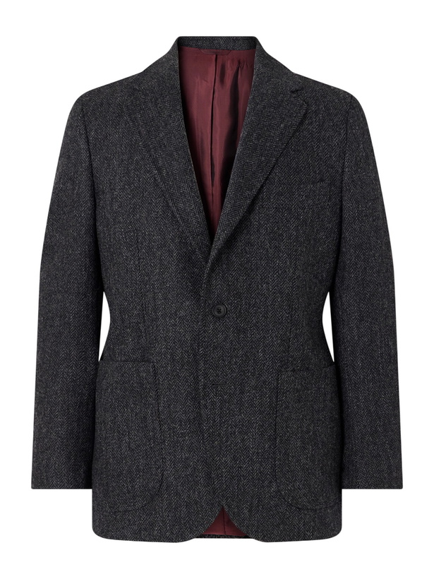 Photo: Rubinacci - Herringbone Virgin Wool Blazer - Gray