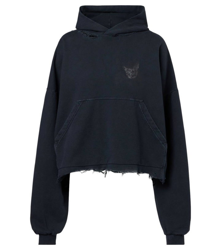 Photo: Balenciaga Logo distressed cotton-blend hoodie