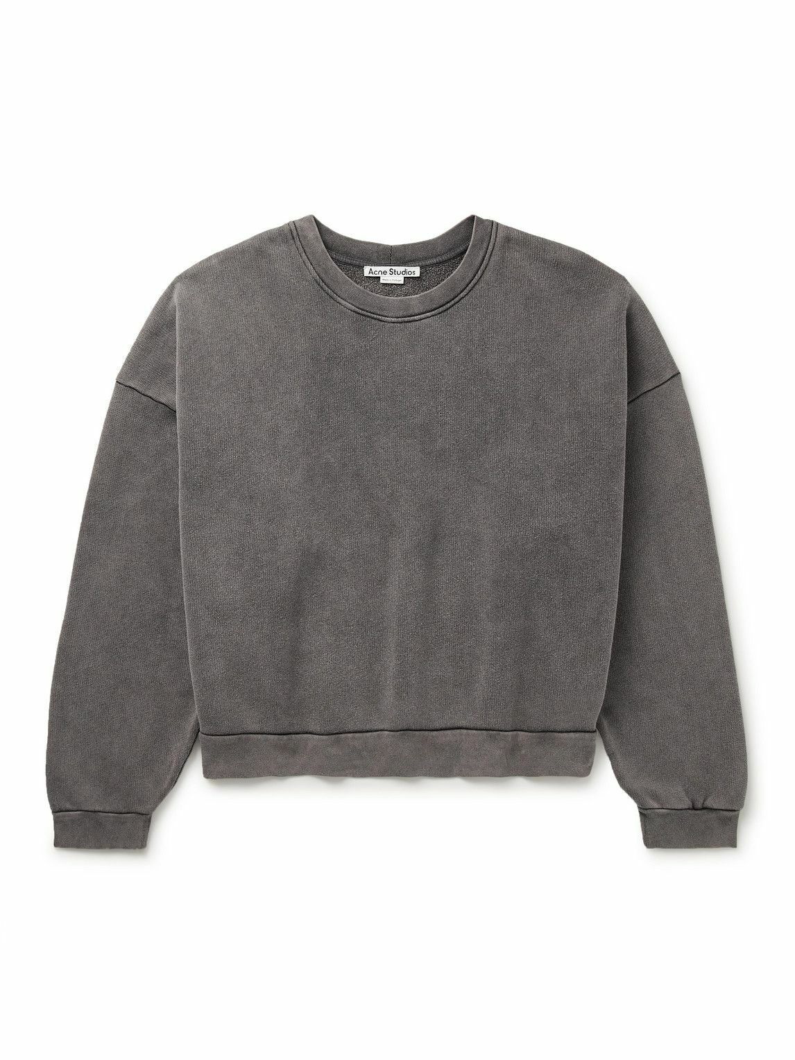 Photo: Acne Studios - Fester U Garment-Dyed Cotton-Jersey Sweatshirt - Gray