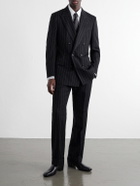 TOM FORD - Double-Breasted Pinstriped Wool-Twill Suit Jacket - Black