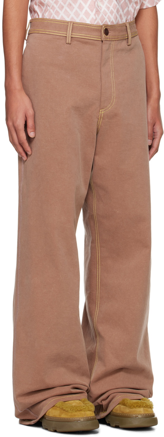 Marni Brown Contrast Stitching Jeans Marni — free download