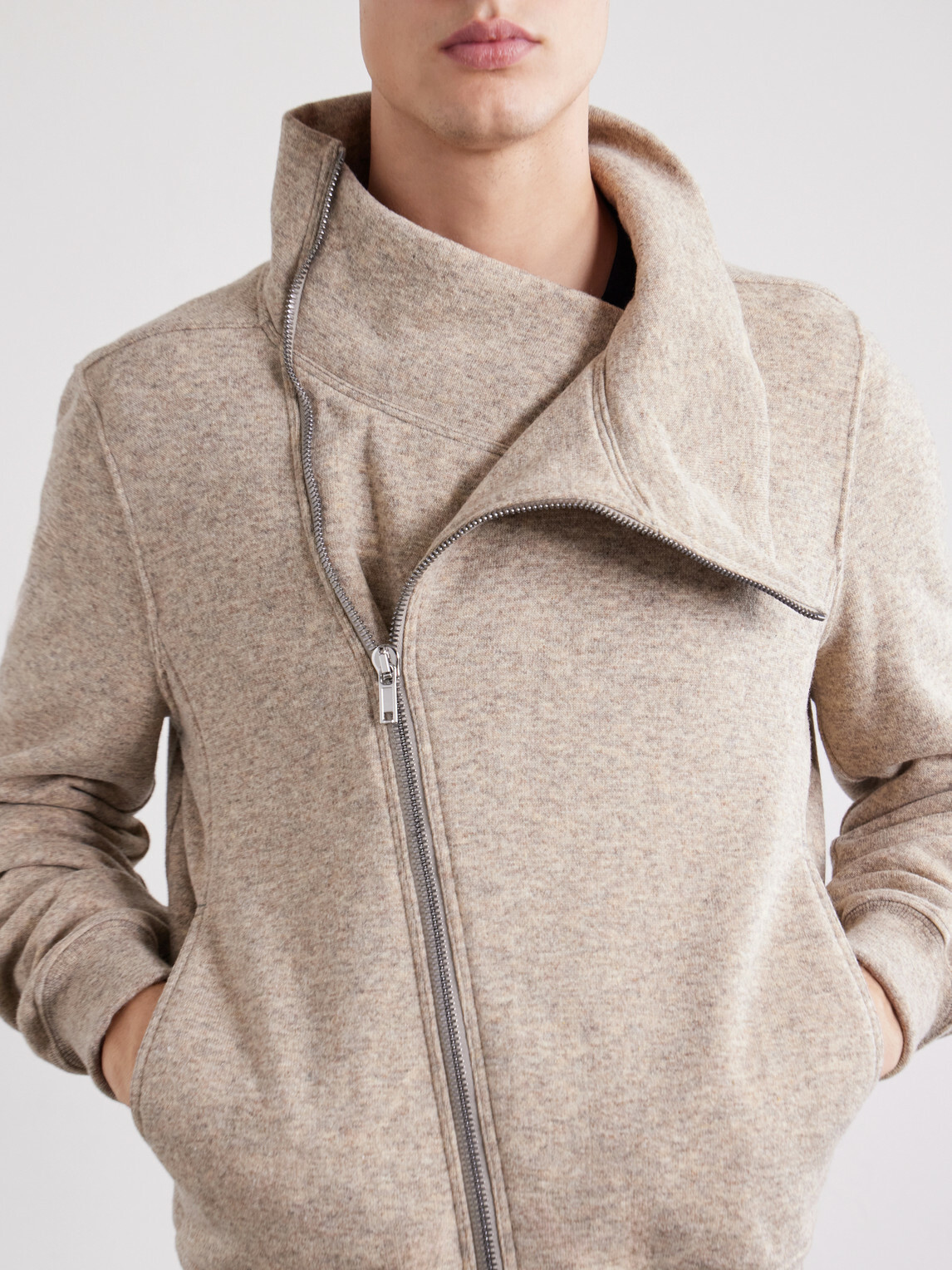 Rick Owens - Bauhaus Wool and Cotton-Blend Zip-Up Sweater - Neutrals