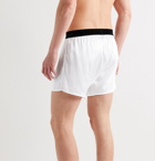 TOM FORD - Velvet-Trimmed Stretch-Silk Satin Boxer Shorts - White