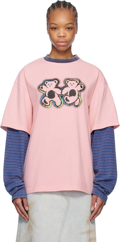 Photo: We11done Pink & Purple Teddy Twins Layered T-shirt