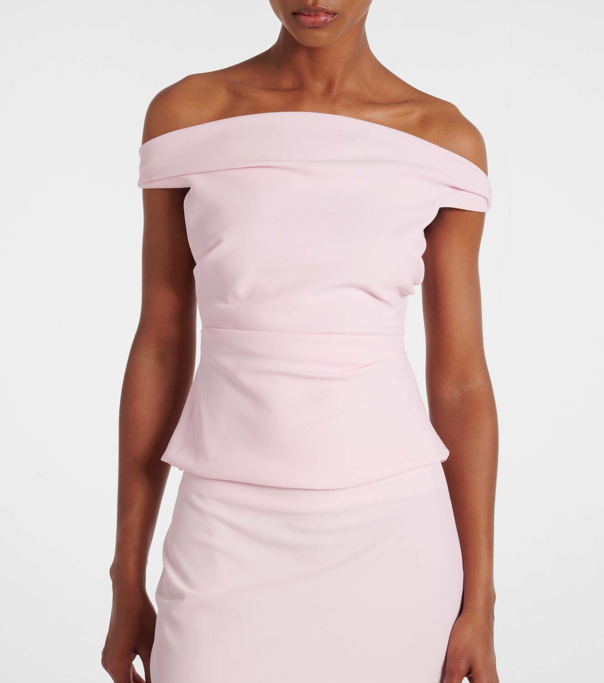 The Sei Draped off-shoulder crêpe corset