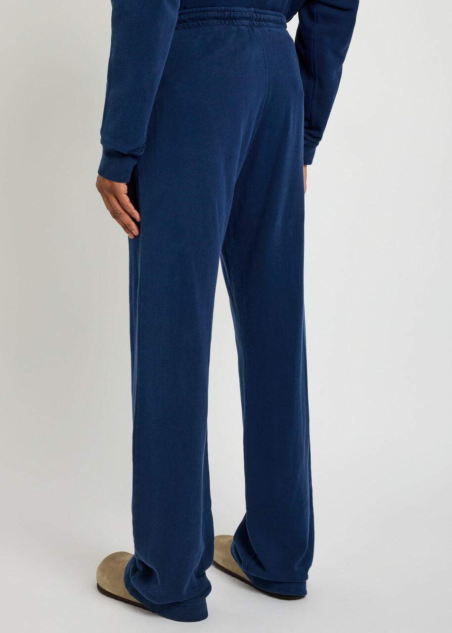 The Elder Statesman Daily Logo-embroidered Cotton and Cashmere-blend Sweatpants Navy