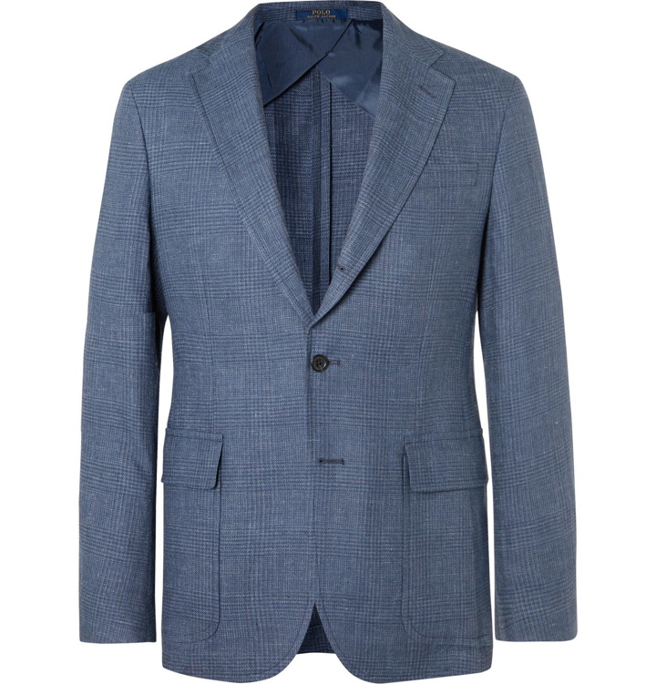 Photo: Polo Ralph Lauren - Navy Prince of Wales Checked Linen and Wool-Blend Blazer - Blue
