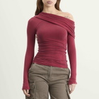 Peachy Den Women's The Kylie Cold Shoulder Top in Red Sandstone