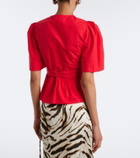 Ganni Bow-detail cotton poplin blouse
