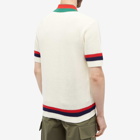 Gucci Men's GG Logo Resort Knitted Polo Shirt in Ivory/Red/Green