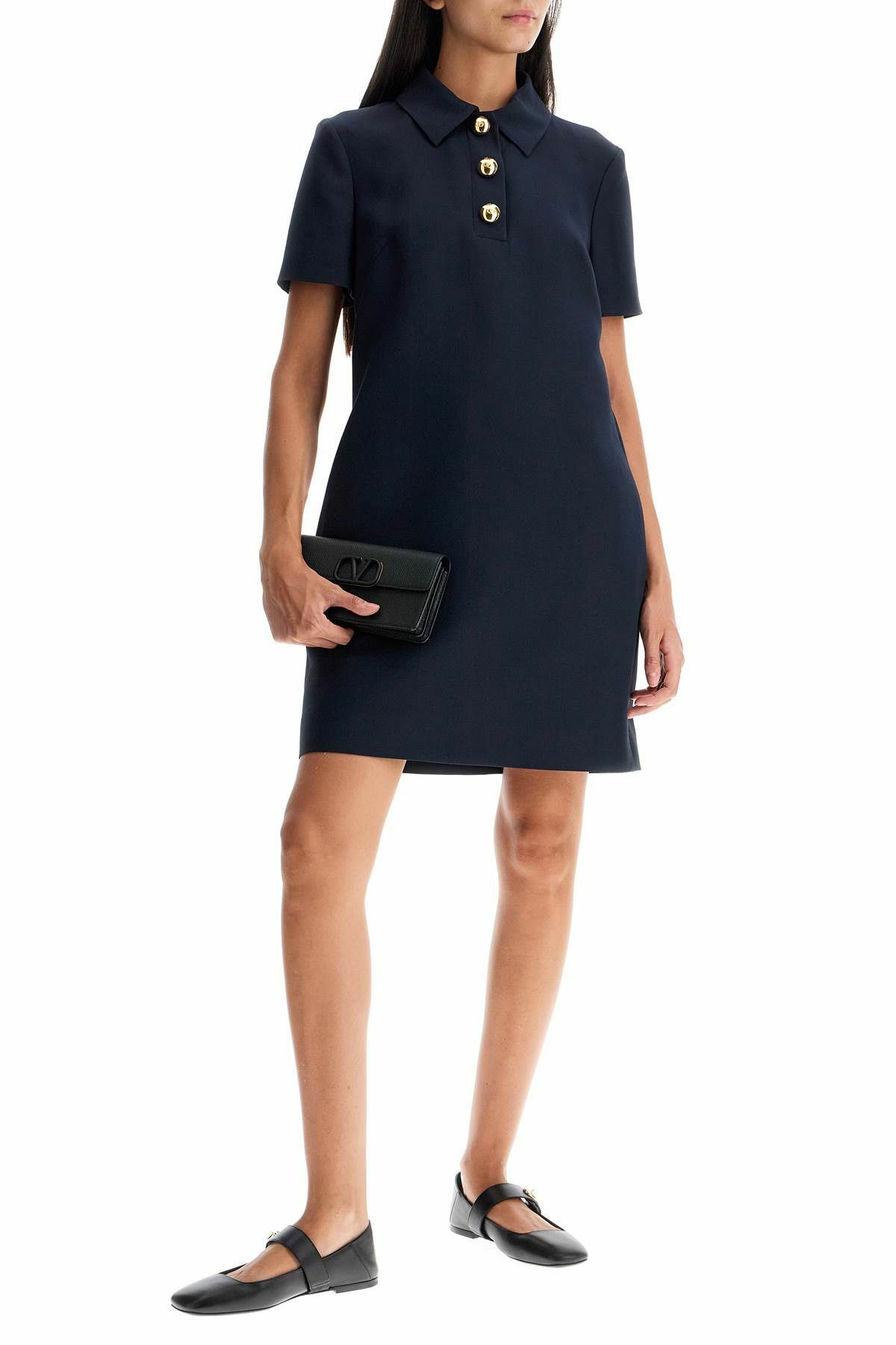 VALENTINO GARAVANI short crepe couture dress Blue Valentino Garavani