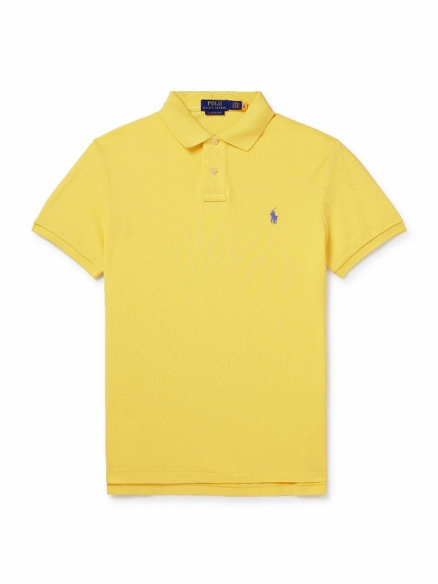 Photo: Polo Ralph Lauren - Slim-Fit Logo-Embroidered Cotton-Piqué Polo Shirt - Yellow
