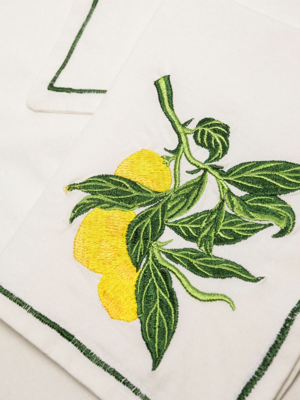 Les-Ottomans Neutral Embroidered Cotton Placemat And Napkin Set