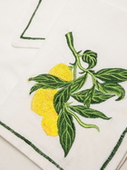 Les-Ottomans Neutral Embroidered Cotton Placemat And Napkin Set
