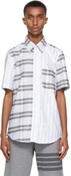 Thom Browne Grey Striped Straight Fit Short Sleeve Shirt