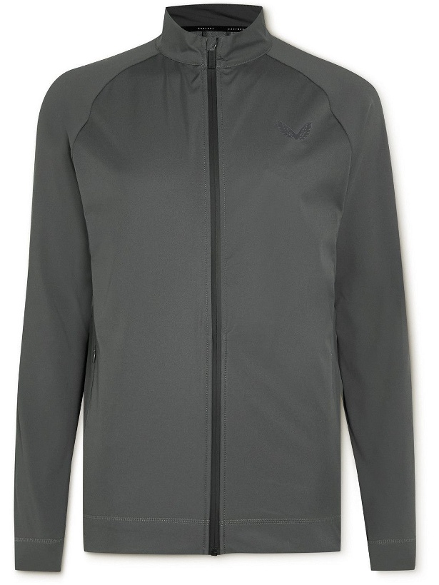 Photo: Castore - Logo-Print Fleece-Back Stretch-Shell Jacket - Gray
