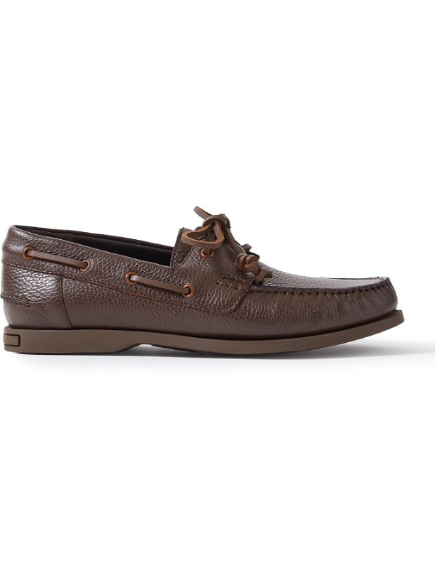 Photo: Manolo Blahnik - Sidmouth Full-Grain Leather Boat Shoes - Brown