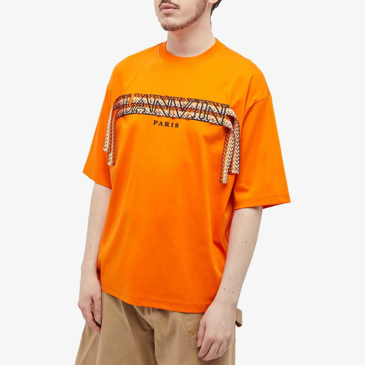 Lanvin Men's Curb Lace T-Shirt in Bright Orange Lanvin