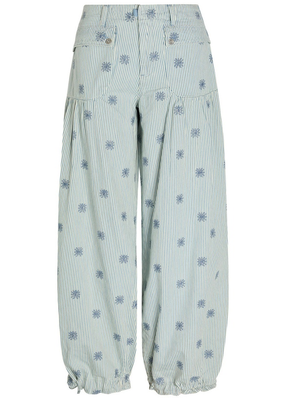 Photo: Free People Lotus Striped Embroidered Balloon-leg Jeans Blue
