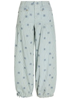 Free People Lotus Striped Embroidered Balloon-leg Jeans Blue