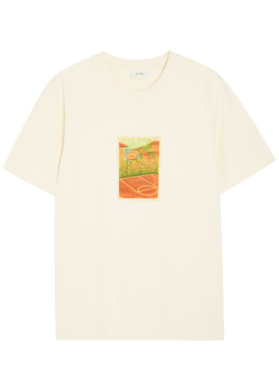 Les Deux Court Printed Cotton T-shirt White