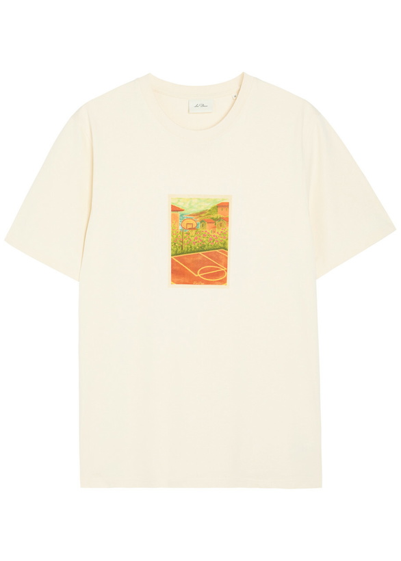Photo: Les Deux Court Printed Cotton T-shirt White