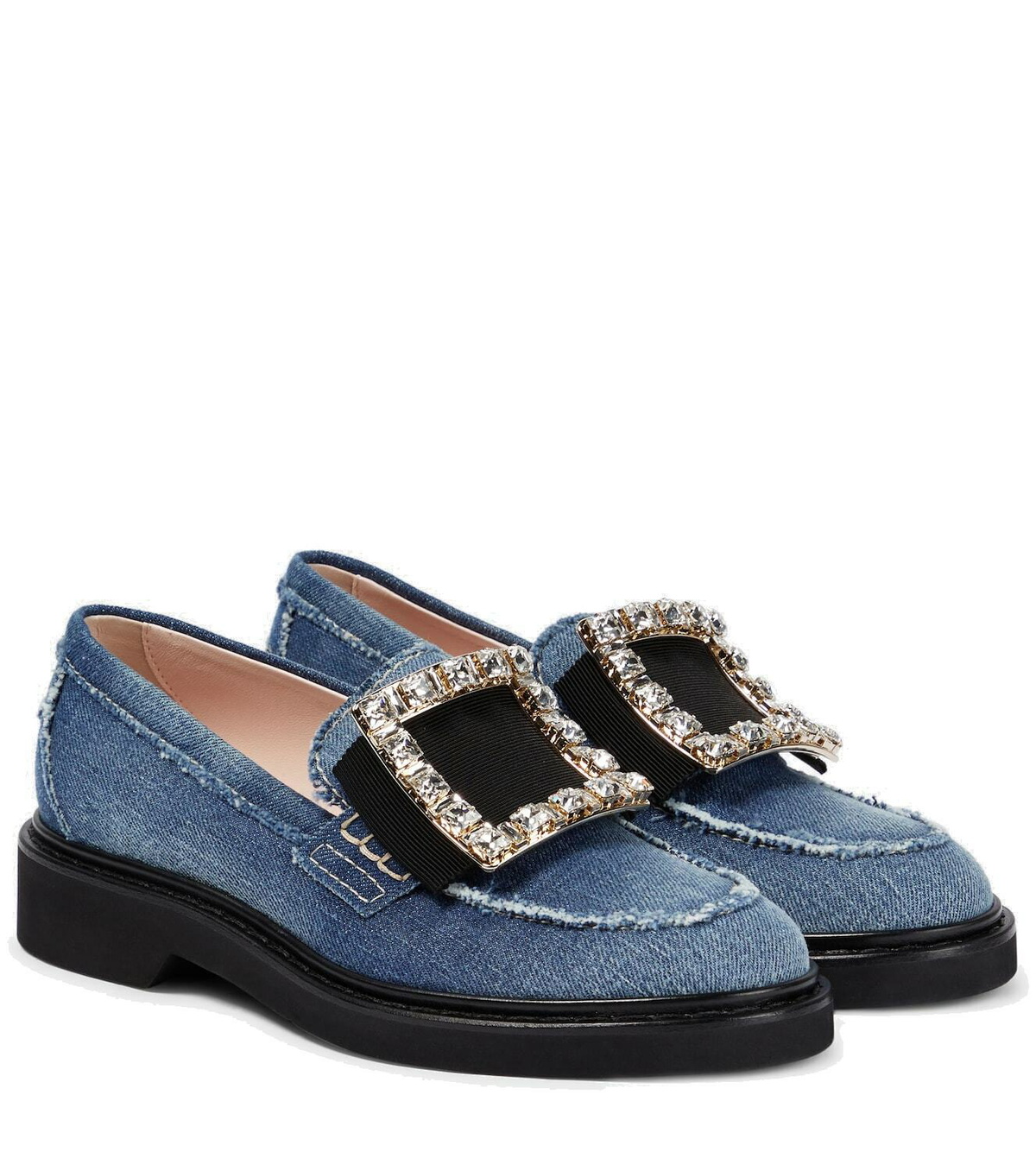 大注目 Roger Vivier◆Viv' Rangers デニム モカシン クリスタル Roger Vivier Viv' Rangers denim loafers Roger Vivier