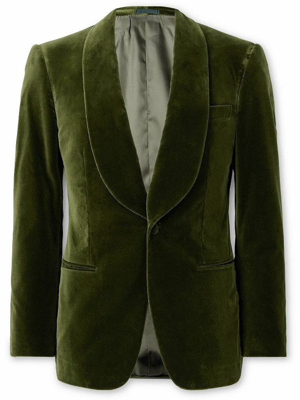 Photo: Kingsman - Shawl-Collar Cotton-Blend Velvet Tuxedo Jacket - Green