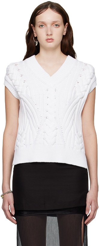 Photo: Helmut Lang White Cable Sweater Vest
