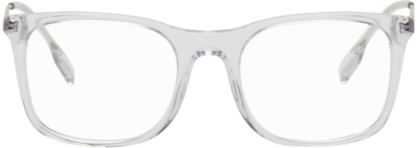Burberry Transparent Gray Square Glasses with Icon Stripe Temples Burberry BE2339 Harrington Gray/Clear Eyeglasses | Includes  main image 3